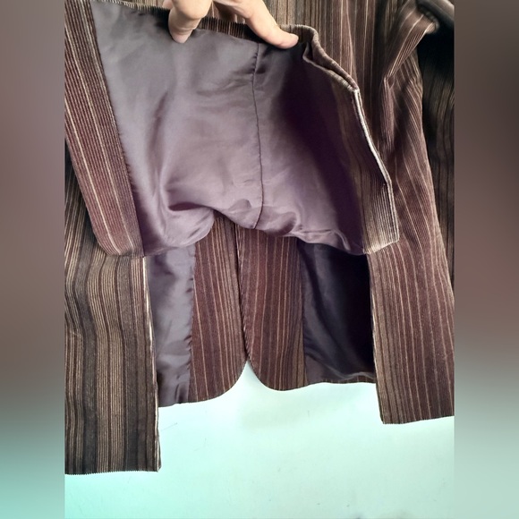 Selected Homme Y2K Brown Corduroy Striped Blazer Jacket‎ XXL Indie Sleaze EU 56 - Picture 6 of 11